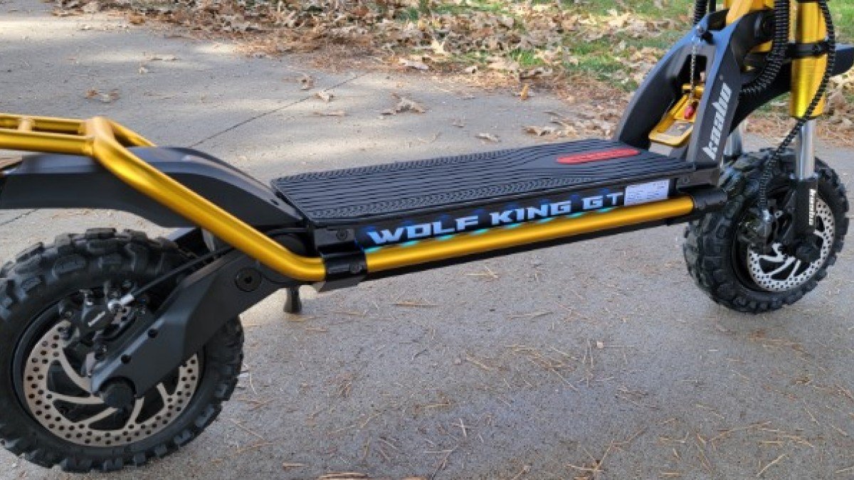 2021 Kaabo Wolf King GT Pro Wolf-King-GT-Plus-Deck-LED-lights-Zoom-Brakes-Gold-Trim-Offroad-Tires