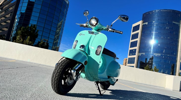 Aventura-X-Electric-Scooter-that-Looks-like-a-Vespa-in-Downtown-Denver