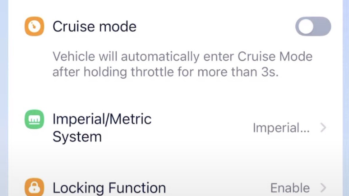 2025 Segway E3 Pro app settings interface