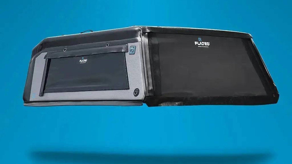 2022 Rivian R1T black bed topper