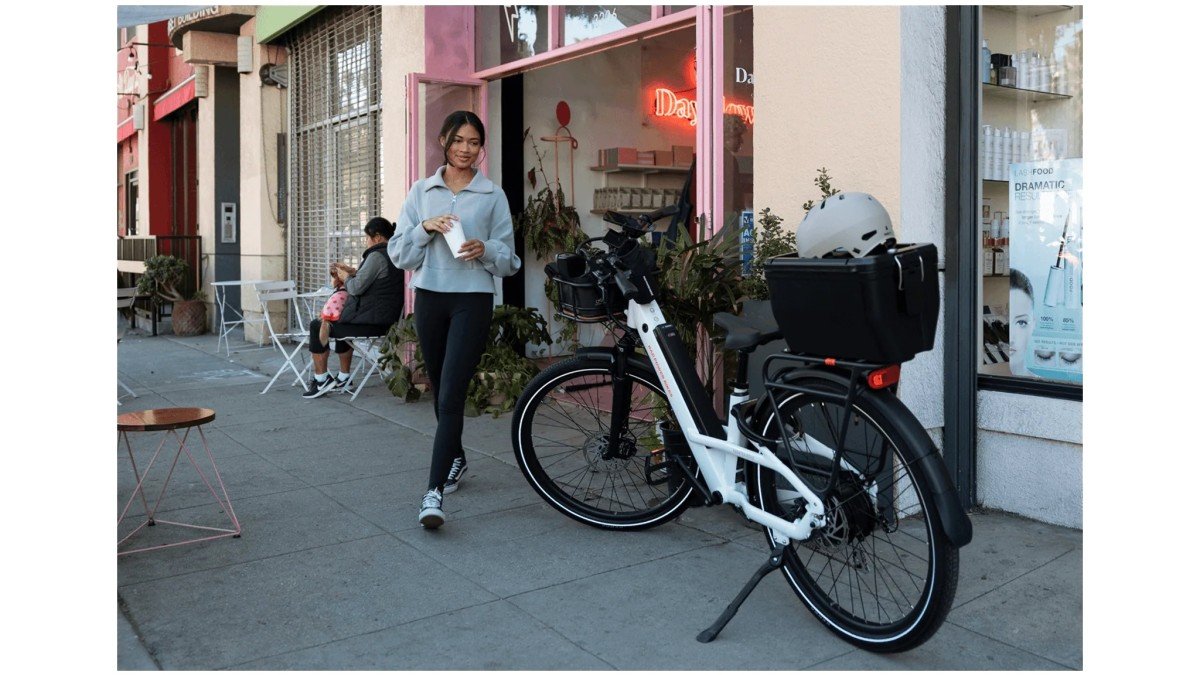 2024 Rad Power Bikes Radster Road kickstand lifestyle