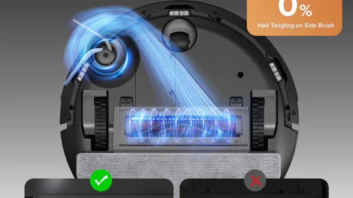 2025 Roborock Q10 S5+ dual brush tangle detail