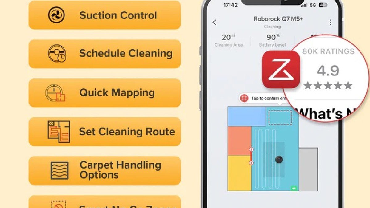 2024 Roborock Q7 M5+ interface app control menu