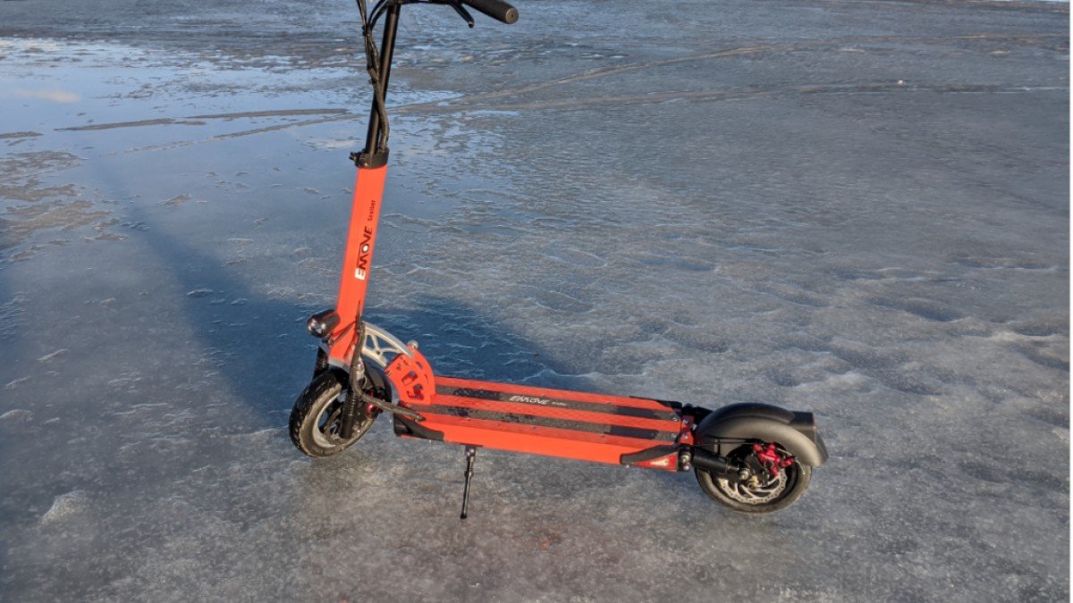 2023 EMOVE Cruiser Emove-Cruiser-on-Ice-near-and-Ice-Fishing-Hole-1024x864