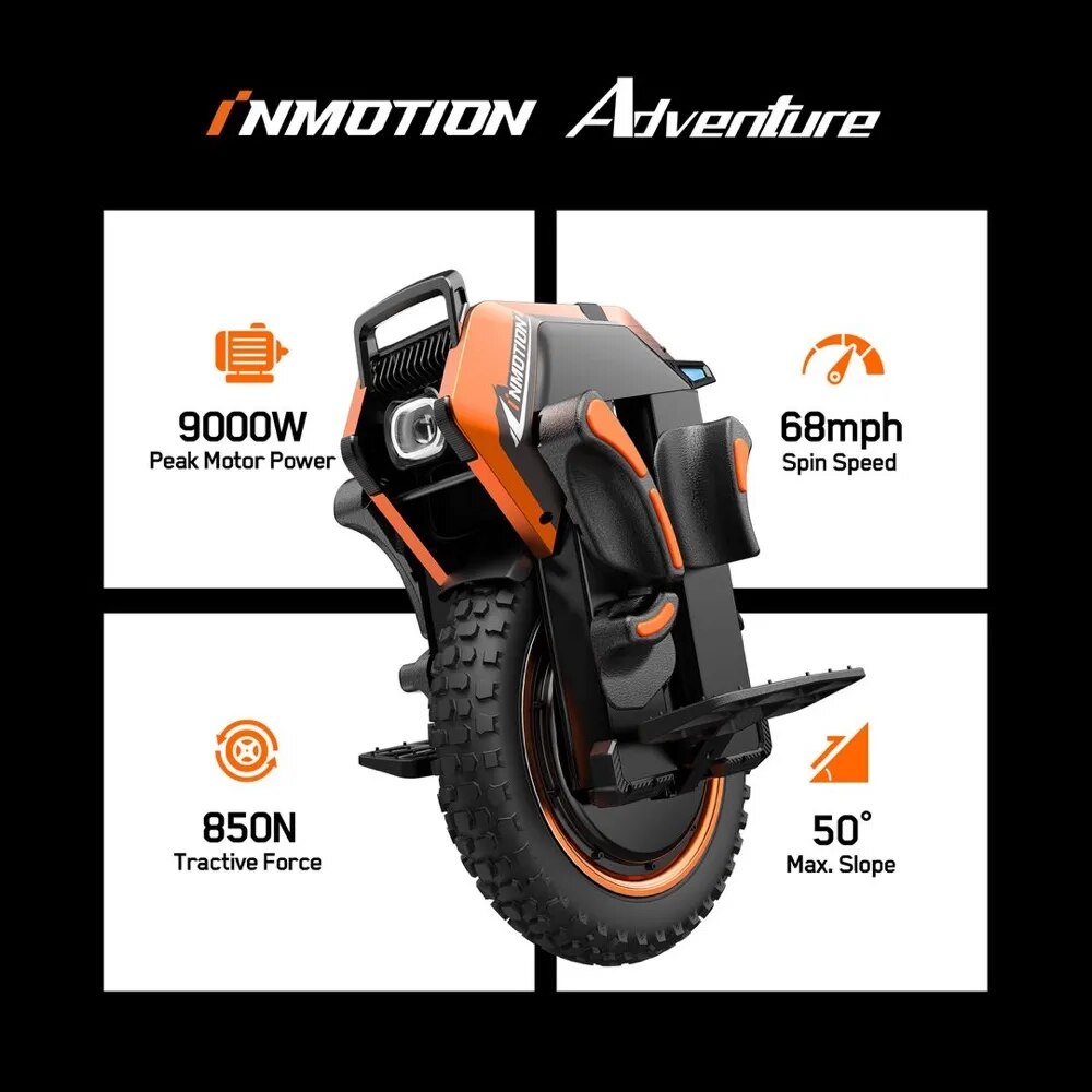 NEW INMOTION Adventure Electric Unicycle 16inch Off road V14 EUC Smart Monocycle 134V2400Wh 4000W C40 E