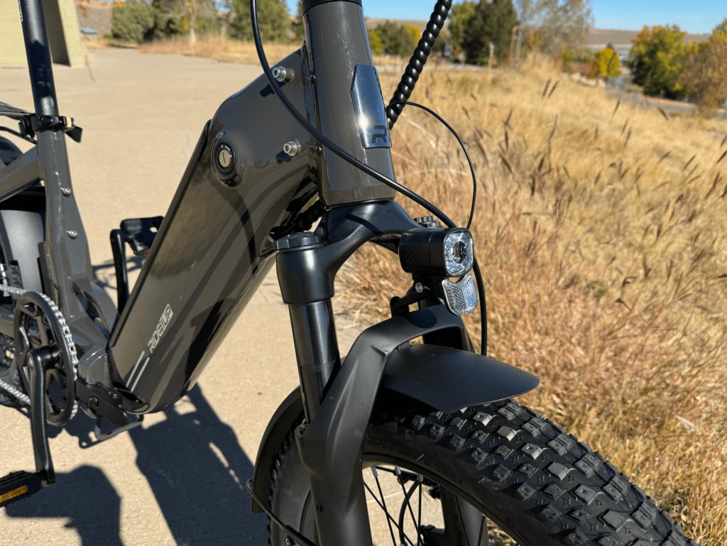 Ride1Up Portola Foldable Ebike front suspension 1