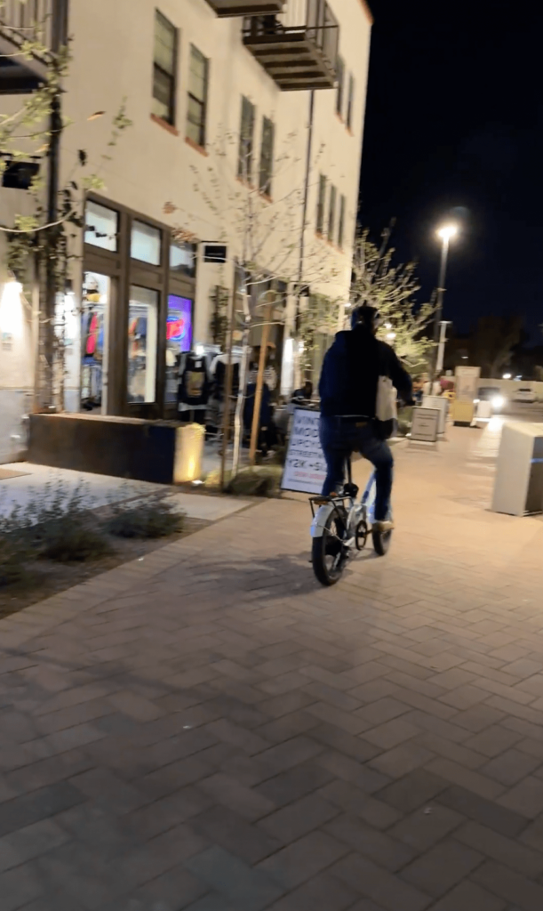 Culdesac Tempe at night with ebikes