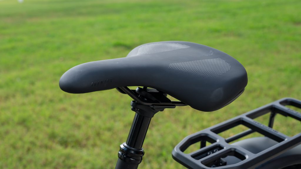 Aventon Aventure 3 Review: Tech upgrades, real power, and smarter security in a stylish fat-tire cruiser. 9 aventon aventure 3 seatpost suspension